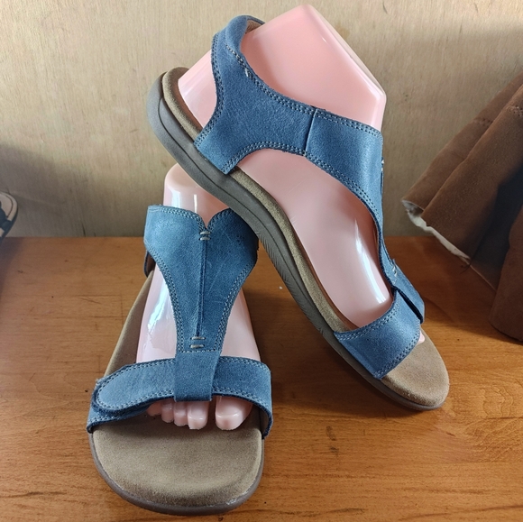 Taos Dark Blue Leather Adjustable Strap Sandals – Women’s Size 10 - Picture 5 of 12